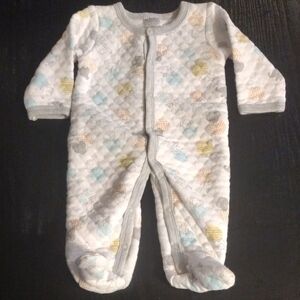 White and Gray Footie One Piece with Enclosed Feet​​